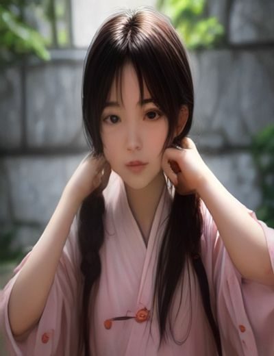 板野有纪个人资料形象图，清新日系风格，黑发飘逸，自然光线下的专业写真质感